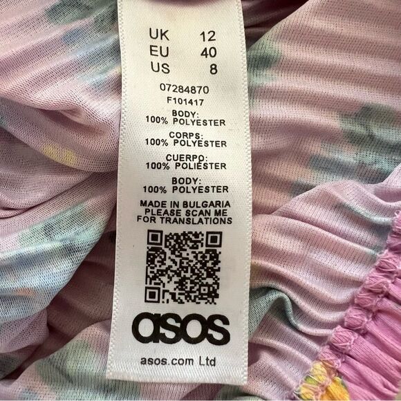 ASOS Design Pink Floral Pleated Crop Top size 8 - Picture 8 of 9